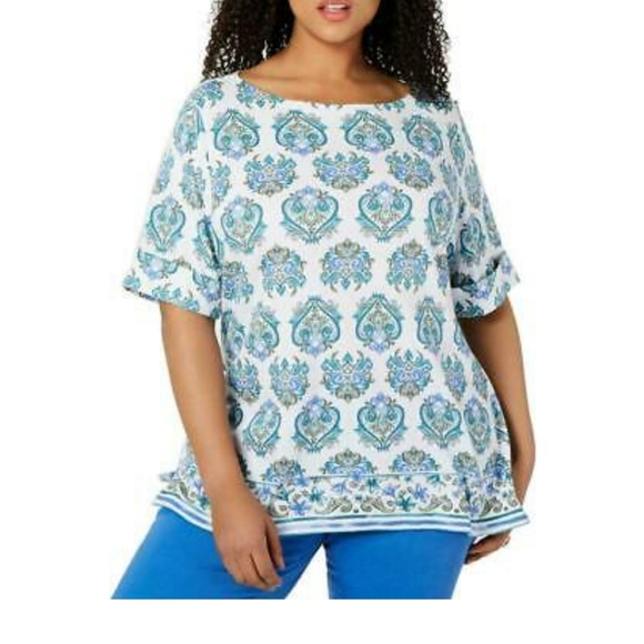 Karen Scott || Boatneck Olive Sprig Top - Picture 5 of 6